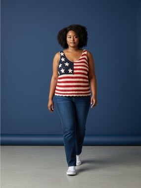 American Flag Knit Top Xl